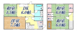 甲子園浜田町貸家の物件間取画像